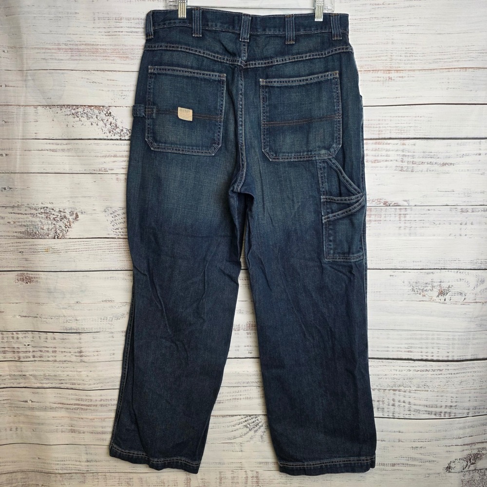 Old Navy Men Painter Carpenter Jeans Dark Wash Blue Denim 36x30 Utility Workwear
